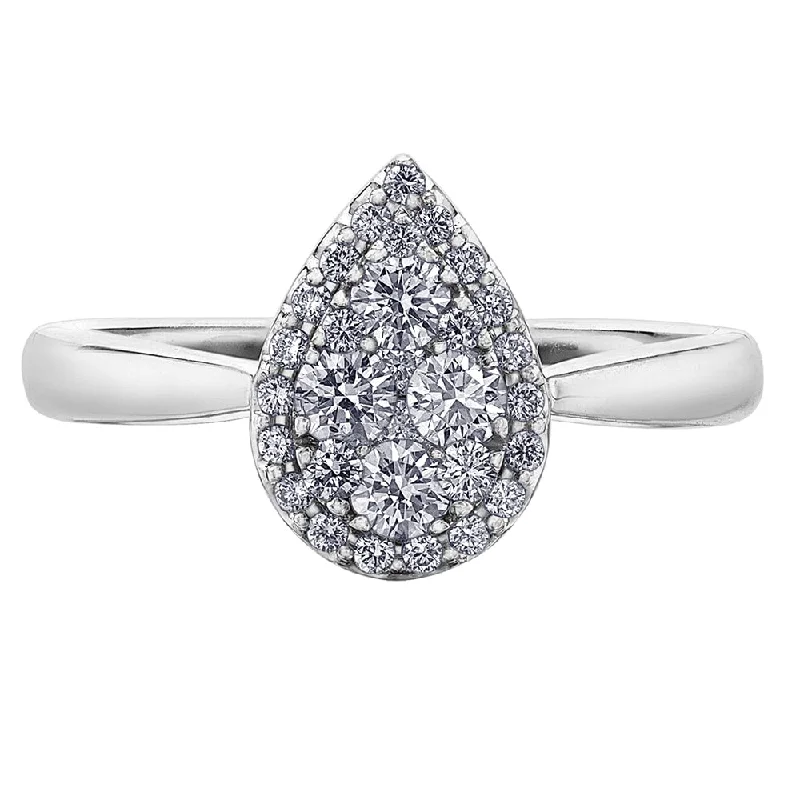 Signature - Design Women's Diamond Rings with a Brand - Specific Pattern and High - Quality DiamondsPear-Shaped Cluster Diamond Ring