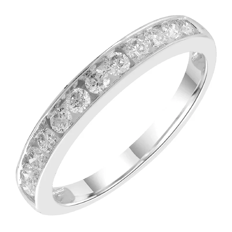 Channel - Set Women's Diamond Rings with Diamonds Securely Held in a Metal Groove for Durability9ct White Gold Half Carat Diamond Eternity Ring