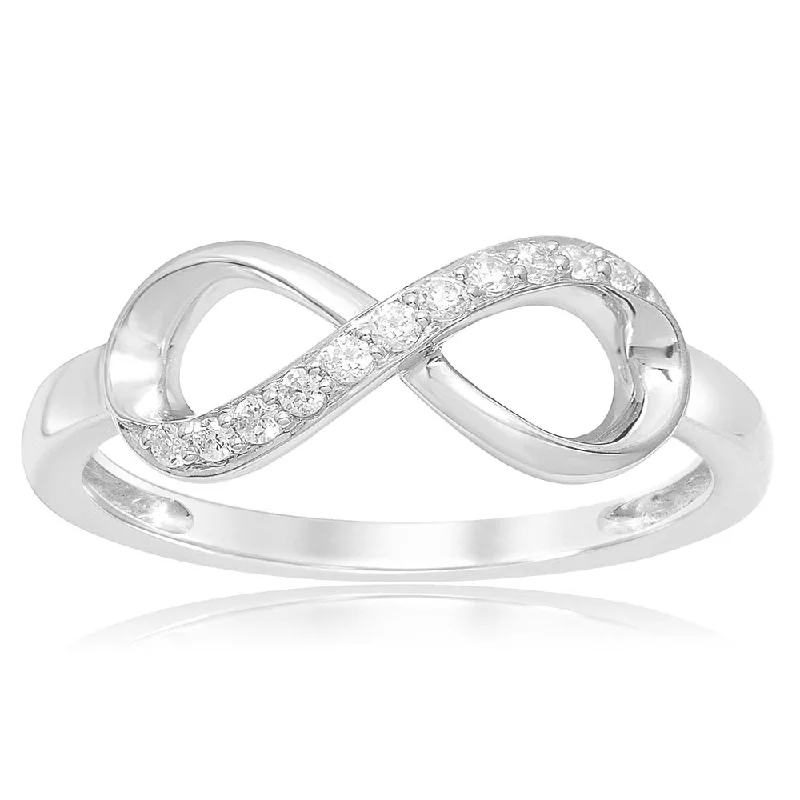 Tennis - Style Women's Diamond Rings with a Continuous Row of Diamonds for a Classic and Versatile LookLuminesce Lab Grown Sterling Silver 0.10 Carat Diamond Infinity Ring