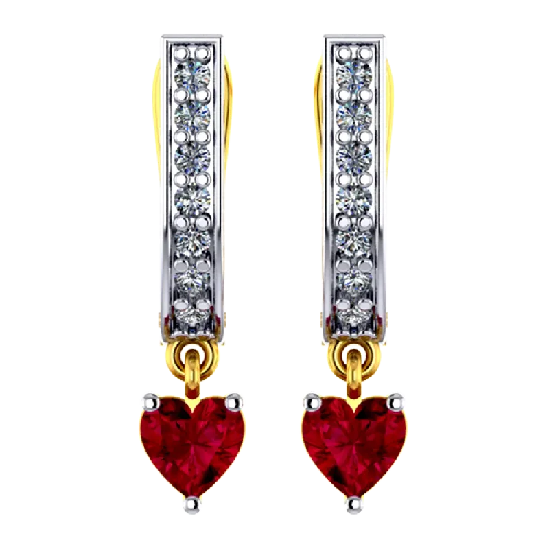 Halo - Style Women's Diamond Rings with a Center Diamond Surrounded by Smaller Diamonds in 18K GoldU-shaped 14k Gold Earring With A Heart Pendant