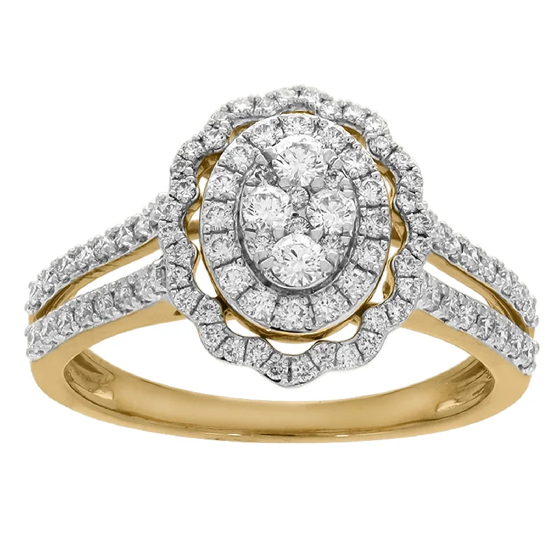 Marquise - Cut Women's Diamond Rings in Palladium for a Unique and Elongated Shape14K YG Cluster Diamond Ring-1pc