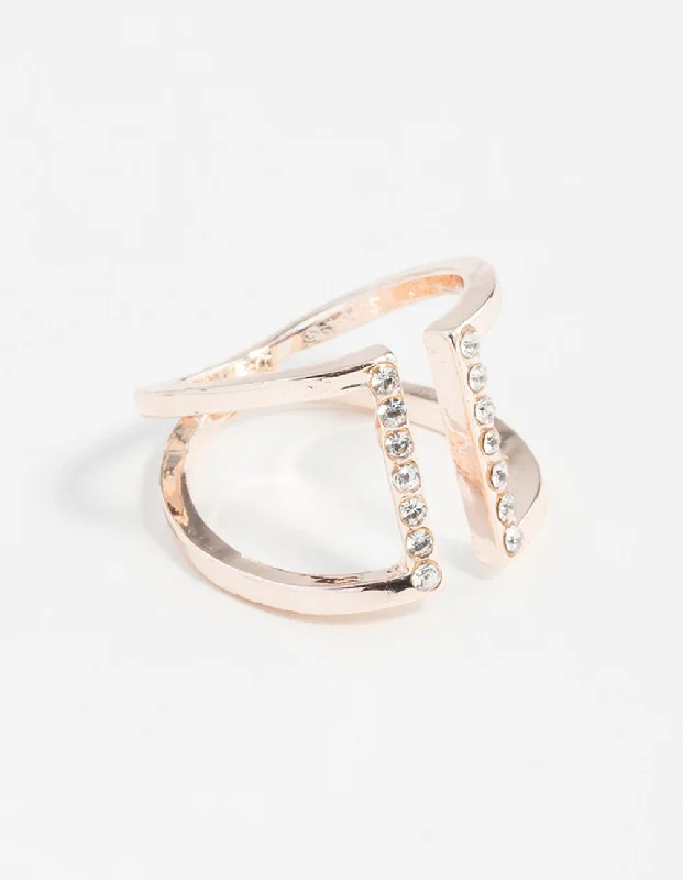 Fashion Rings with Zodiac Symbols in Gold - Filled Metal for a Personalized TouchRose Gold Open Diamante Ring