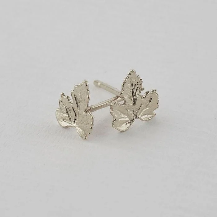 Laser - Engraved Initial Stud Earrings in Silver for a Personalized and Customized AccessoryAlex Monroe Vine Leaf Stud Earrings