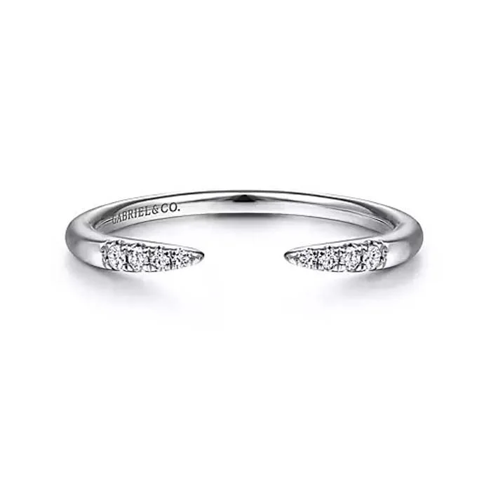 Fashion Rings with Initial Charms in Silver - Plated Metal for a Custom AccessoryGabriel & Co. Open Diamond Tipped Stackable Ring in 14K White Gold