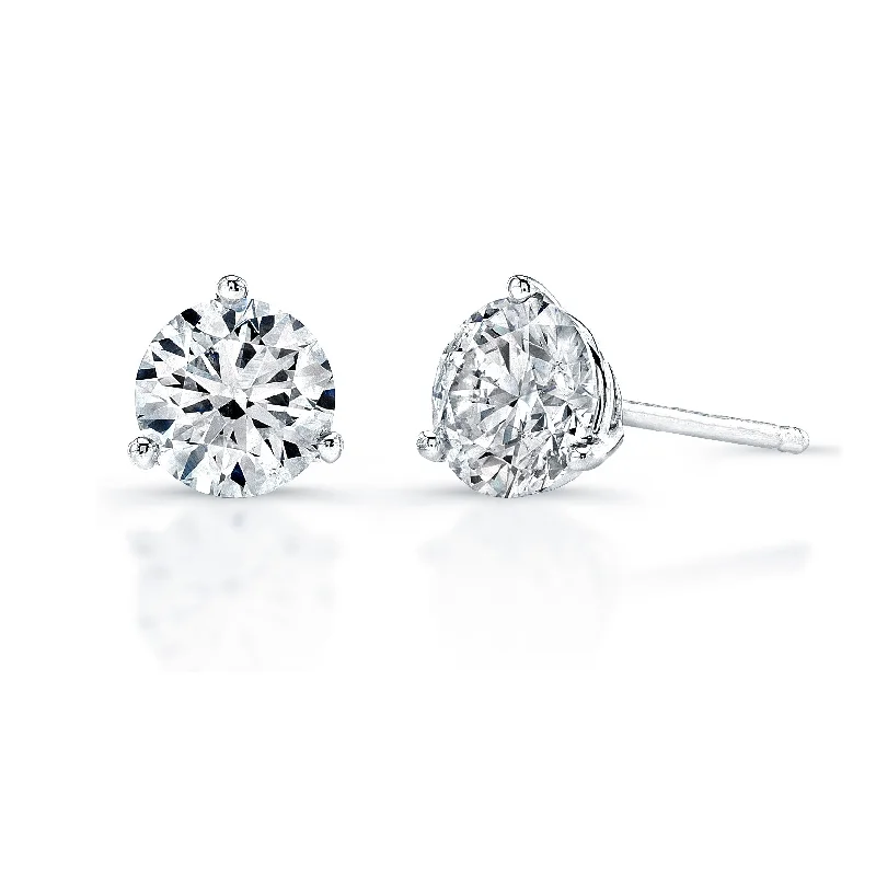 Princess - cut diamond engagement ring with a pavé - set band in platinumMartini Set Diamond Stud Earrings- 1.00 ctw.