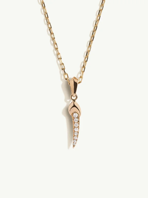 Pink diamond engagement ring in a rose - gold band with white - gold accentsDamian Pavé Diamond Talisman Pendant Necklace In 18K Yellow Gold, 22mm