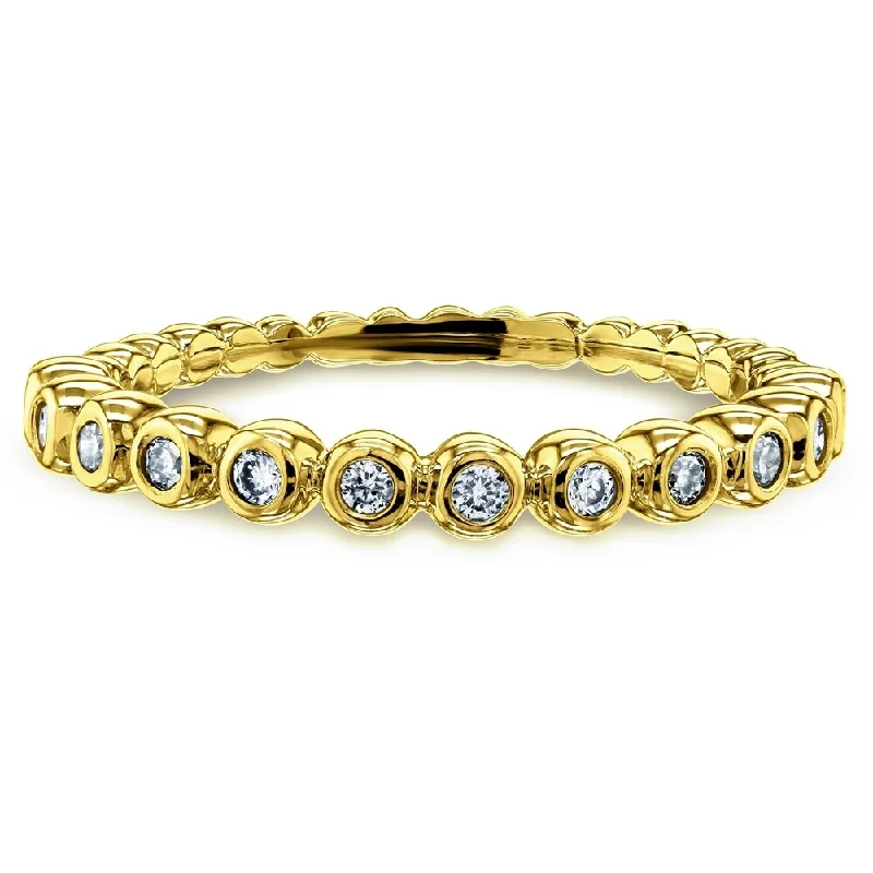 Cluster - Style Women's Diamond Rings with Multiple Small Diamonds Arranged in a Stunning PatternAnnello by Kobelli 10k Gold Ribbed Bezel Diamond Fashion Band (1/8 Carat TDW)