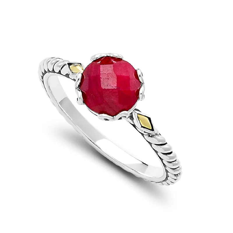 Enamel - Coated Fashion Rings in Bright Colors with Animal - Print PatternsSamuel B. Ruby Birthstone Glow Ring - July