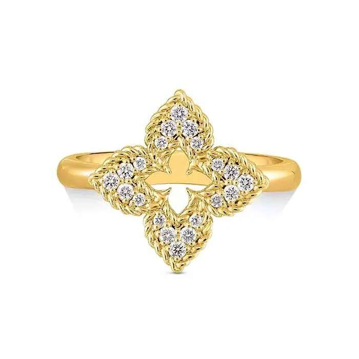 Chunky Fashion Rings in Copper with Geometric Patterns for a Bold AccessoryRoberto Coin Small Diamond Pavé Venetian Princess Flower Ring in 18K Yellow Gold