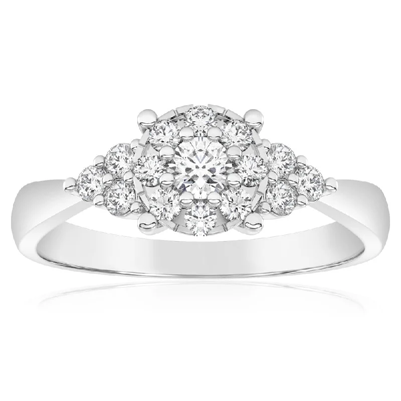 Cathedral - Style Women's Diamond Rings with a Raised Center Setting and Elaborate MetalworkLuminesce Lab Grown 40pt Diamond Dress Ring in 9ct White Gold