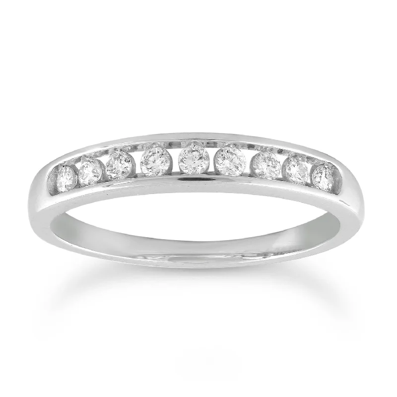 Marquise - Cut Women's Diamond Rings in Palladium for a Unique and Elongated Shape9ct White Gold Channel Set Diamond Ring