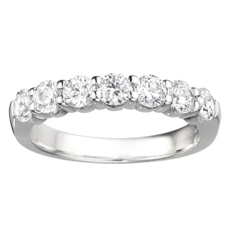 Marquise - cut diamond engagement ring with a split - shank band in platinumProng-Set Diamond Anniversary Band, 0.50 twt.