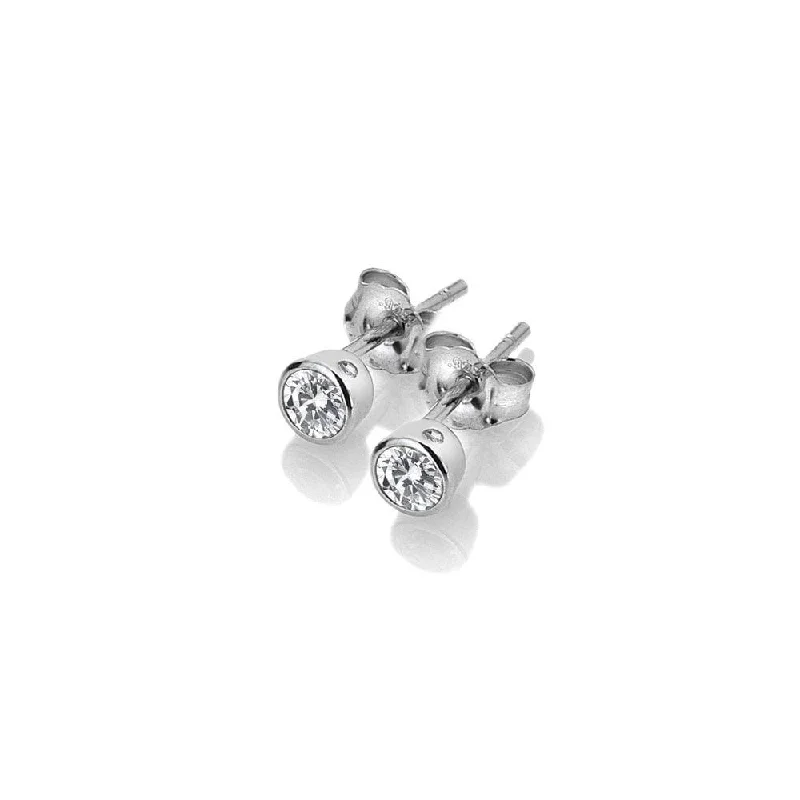 Men's Stainless Steel Skull Stud Earrings with Black Enamel for an Edgy and Rock - Inspired StyleHot Diamonds Silver Tender White Topaz Earrings