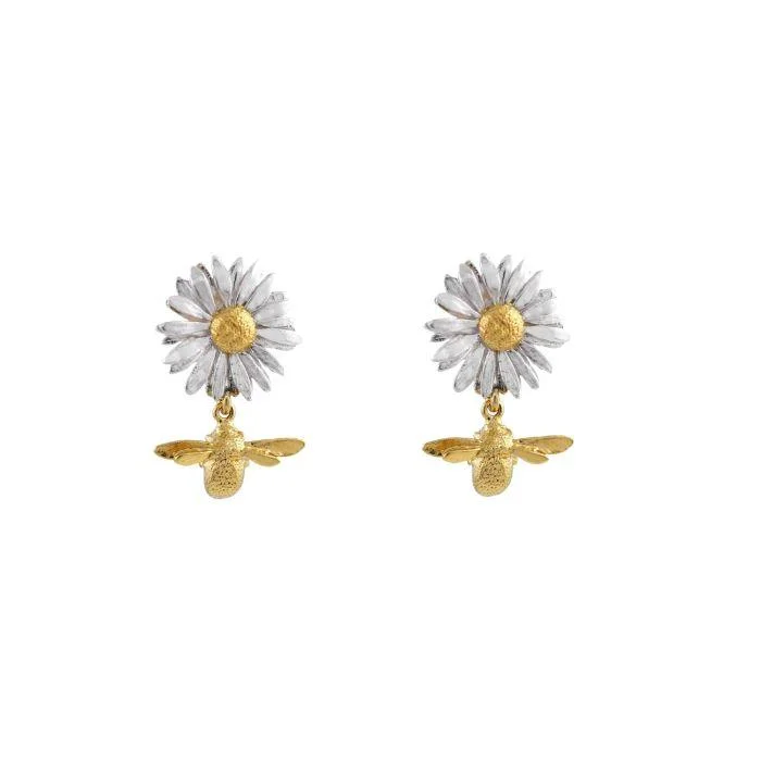 Kids' Plastic Animal - Shaped Stud Earrings in Bright Colors for a Fun and Safe AccessoryAlex Monroe Daisy with Teeny Tiny Bee Drop Stud Earrings