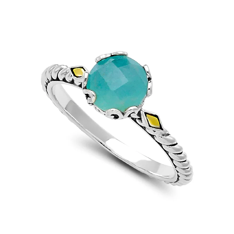 Textured Fashion Rings in Pewter with Hammered and Embossed SurfacesSamuel B. Aquamarine Birthstone Glow Ring - March