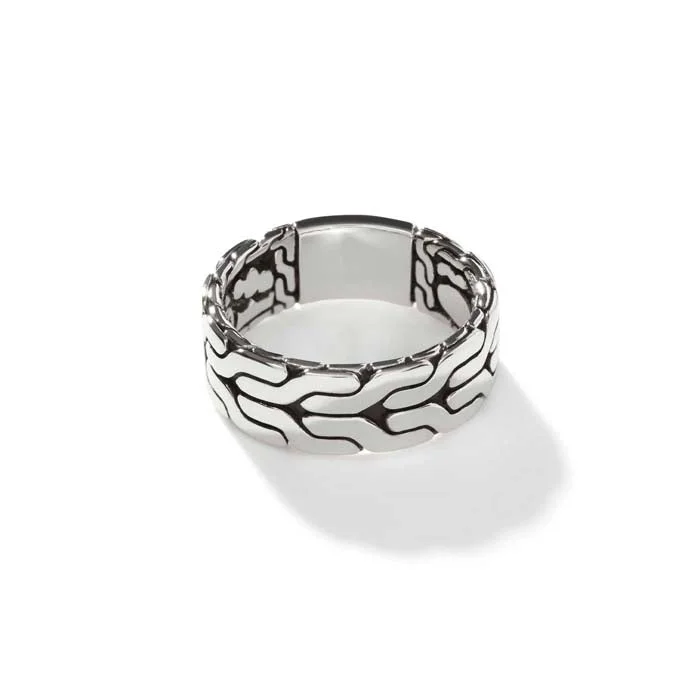 Textured Fashion Rings in Pewter with Hammered and Embossed SurfacesJohn Hardy 8MM Carved Chain Band Ring in Sterling Silver