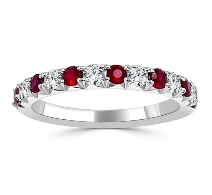 Geometric - Shaped Fashion Rings in Titanium with Iridescent InlaysBremer Jewelry Rubies and Diamonds Half Anniversary Fashion Ring in 14K White Gold (.25ctw)