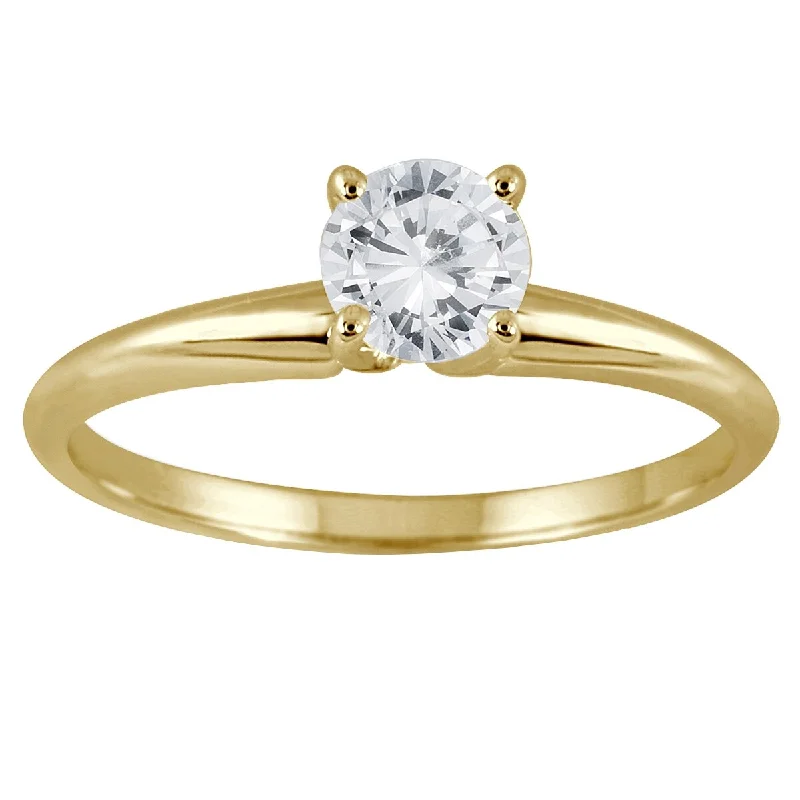 Adjustable Women's Diamond Rings with a Flexible Band for a Comfortable and Custom FitMarquee 1/3 Carat Round Diamond Solitaire Ring in 14K Yellow Gold