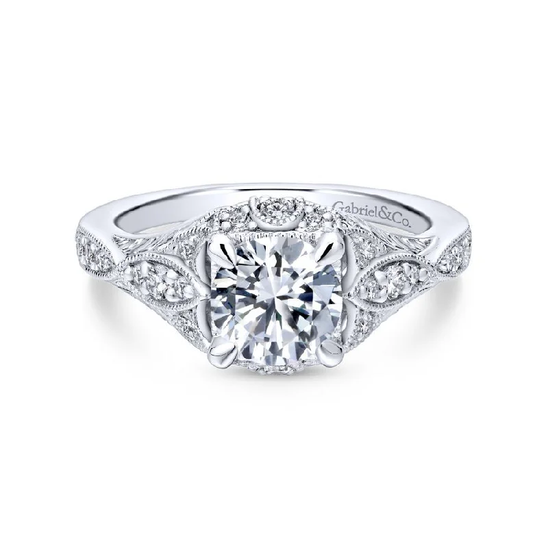 Asscher - cut diamond engagement ring with a pavé - set eternity band in platinumWindsor Engagement Ring Setting