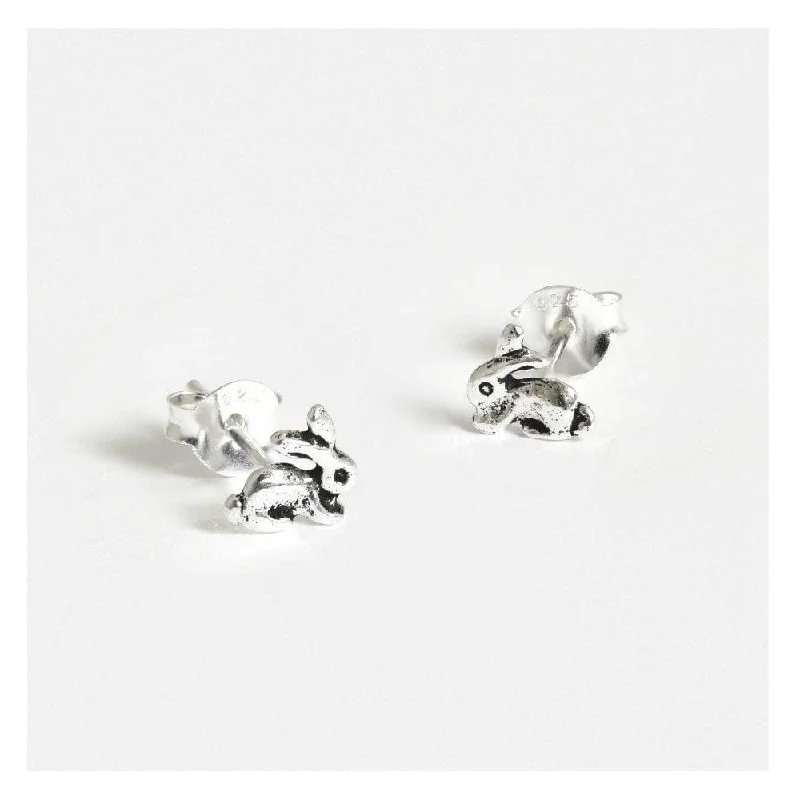 Magnetic - Back Stud Earrings in Black for Easy and Comfortable WearKingsley Ryan Sterling Silver Bunny Stud Earrings