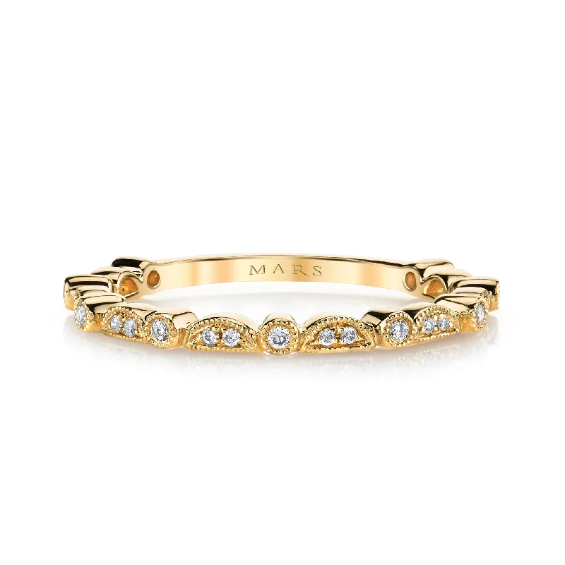 Fashion Rings with Initial Charms in Silver - Plated Metal for a Custom Accessory14K Yellow Gold 0.11ct. Diamond Milgrain Detailing Stackable Fashion Ring