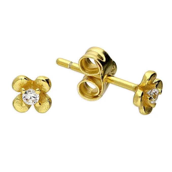 Vintage - Inspired Filigree - Worked Stud Earrings in Gold - Tone for an Antique Aesthetic14ct Gold Vermeil and Silver Flower Stud Earrings with Cubic Zirconia