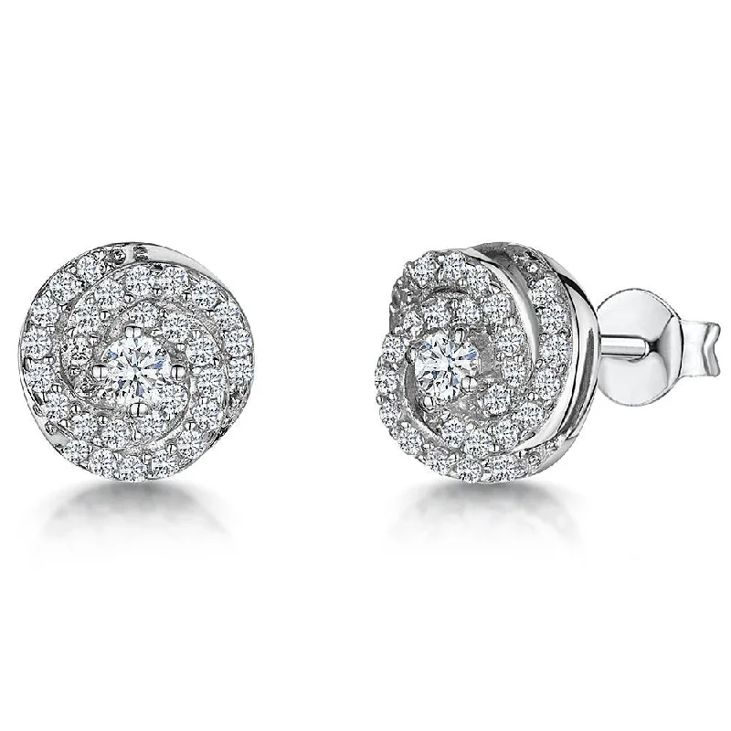 Rhinestone - Embellished Crown - Shaped Stud Earrings for a Princess - Inspired LookJools CZ Swirl of Cubic Zirconia Stud Earrings