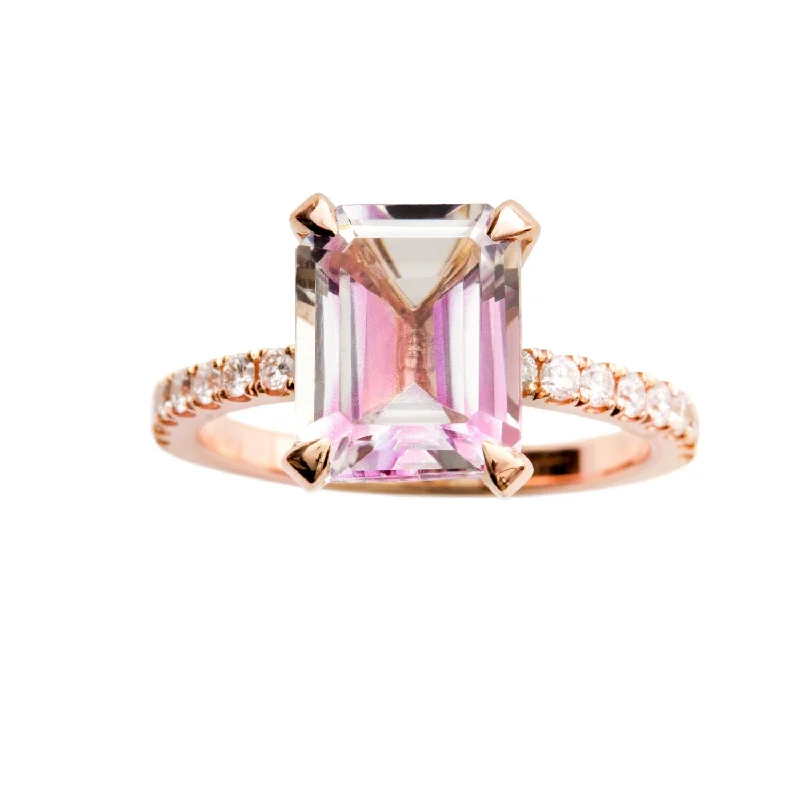 Women's Diamond Rings with Opal Inlays and Diamond Accents for a Mysterious and Iridescent LookTopaz Engagement Ring Rose Gold, White, Pink