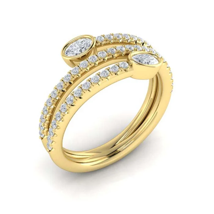 LED - Lit Fashion Rings in Plastic with Color - Changing Effects for a Futuristic LookVlora Sofia Three Row Oval Diamond Wrap Ring in 14K Yellow Gold