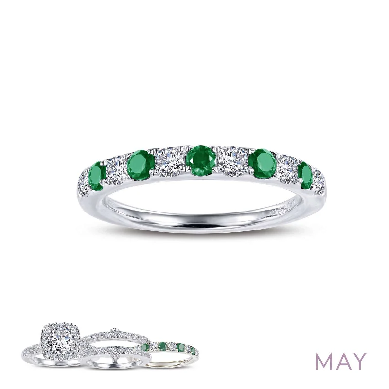 Rhinestone - Embellished Fashion Rings in Silver - Tone Metal for a Glamorous TouchLafonn Simulated Diamond & Emerald May Birthstone Stackable Ring BR004EMP