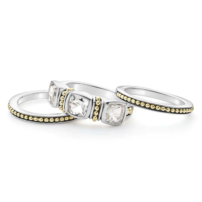 LED - Lit Fashion Rings in Plastic with Color - Changing Effects for a Futuristic LookLAGOS White Topaz Caviar Color Stacking Rings in Sterling Silver and 18K White Gold