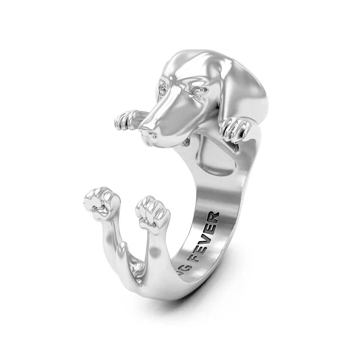 LED - Lit Fashion Rings in Plastic with Color - Changing Effects for a Futuristic LookDog Fever Dachshund Hug Ring, Sterling Silver