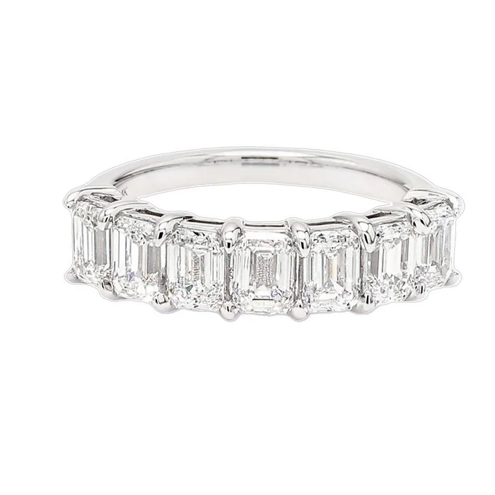 Fashion Rings with Initial Charms in Silver - Plated Metal for a Custom AccessoryMountz Collection Lab Grown Emerald Cut Diamond Band in 14K White Gold