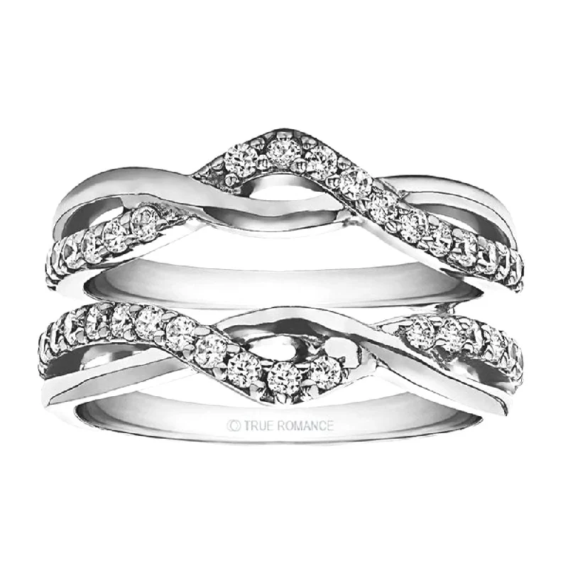 Round - cut diamond engagement ring with a twisted band design in 14K white goldSolitaire Ring Guard/Enhancer, 0.23 twt.