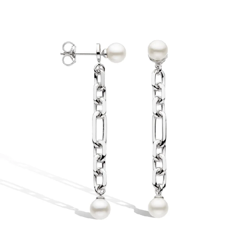 Magnetic - Back Stud Earrings in Black for Easy and Comfortable WearKit Heath Revival Astoria Figaro Pearl Chain Link Drop Earrings