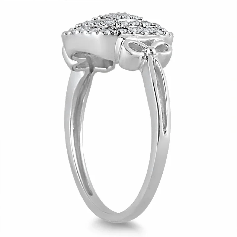 Women's Solitaire Diamond Rings with Round - Cut Diamonds and Platinum Settings for an Elegant EngagementMarquee 1/3 Carat TW Diamond Antique Cluster Ring in 10K White Gold