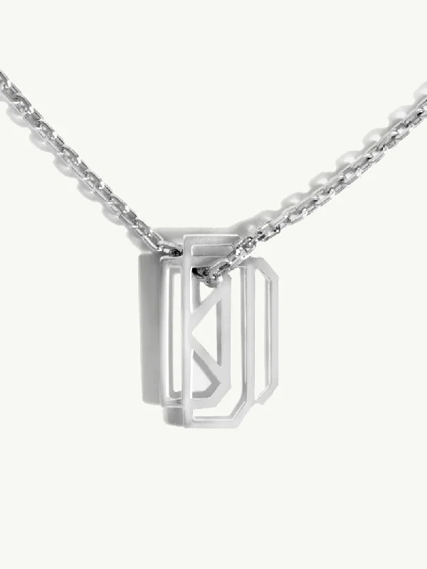 Marquise - cut diamond engagement ring with a split - shank band in platinumDiaboli Kill Monogram Tag Pendant In 18K White Gold