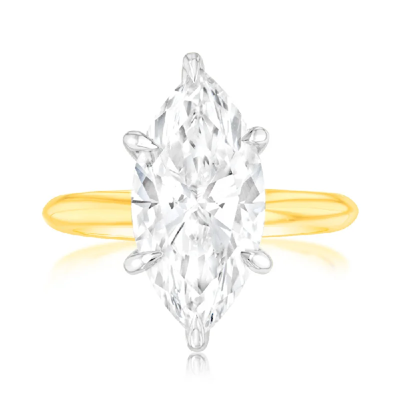 Signature - Design Women's Diamond Rings with a Brand - Specific Pattern and High - Quality DiamondsLuminesce Lab Grown Certified 4 Carats Marquise Diamond Engagement Ring in 18ct Yellow Gold