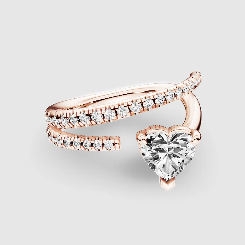 Rhinestone - Embellished Fashion Rings in Silver - Tone Metal for a Glamorous TouchLove's Knot Lab Grown Diamond Fashion Ring
-Heart