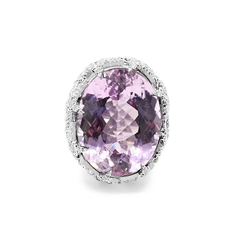 Art Deco - Inspired Women's Diamond Rings with Geometric Designs and Baguette - Cut DiamondsMargherita Burgener Kunzite & Diamond Ring