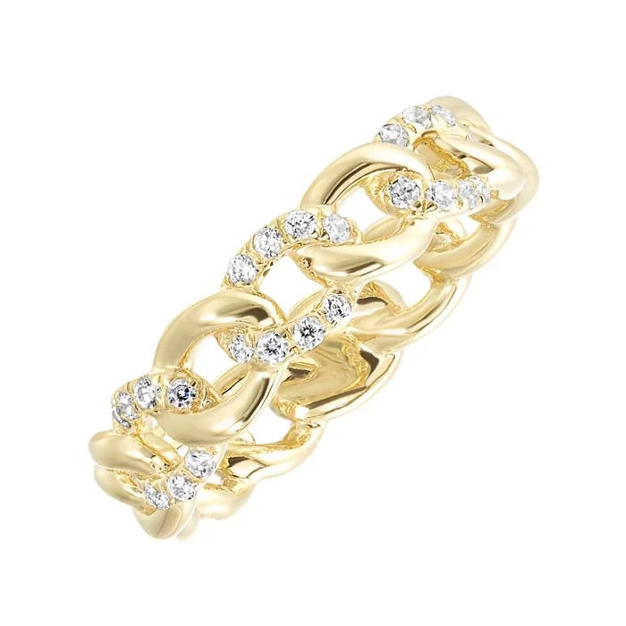 Geometric - Shaped Fashion Rings in Titanium with Iridescent InlaysMountz Collection Pave' Diamond Link Ring in 14K Yellow Gold