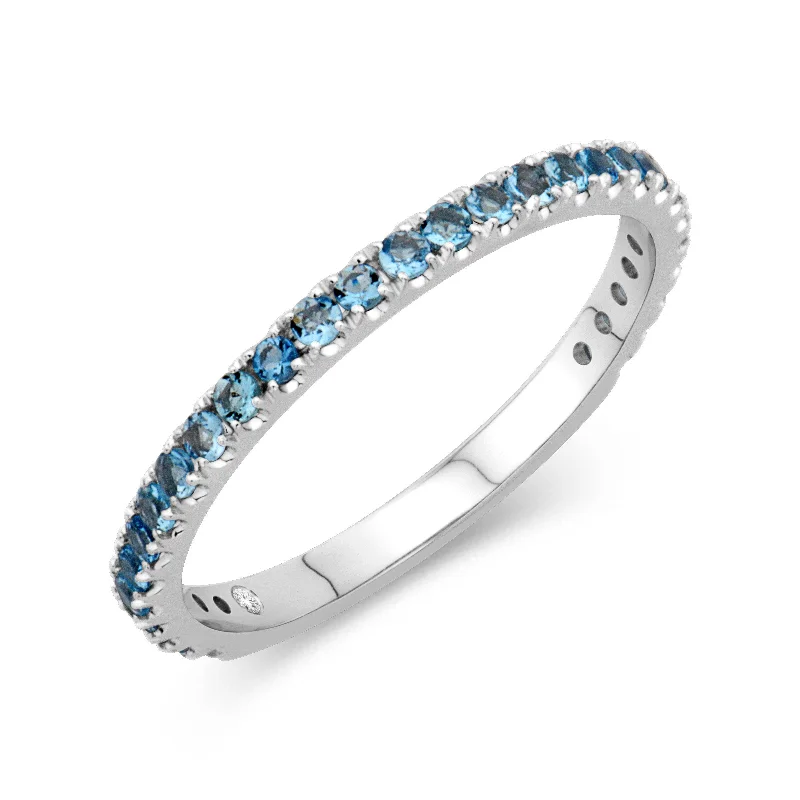 Textured Fashion Rings in Pewter with Hammered and Embossed Surfaces14K White Gold 0.66cttw. Blue Zircon Stackable Birthstone Ring - December