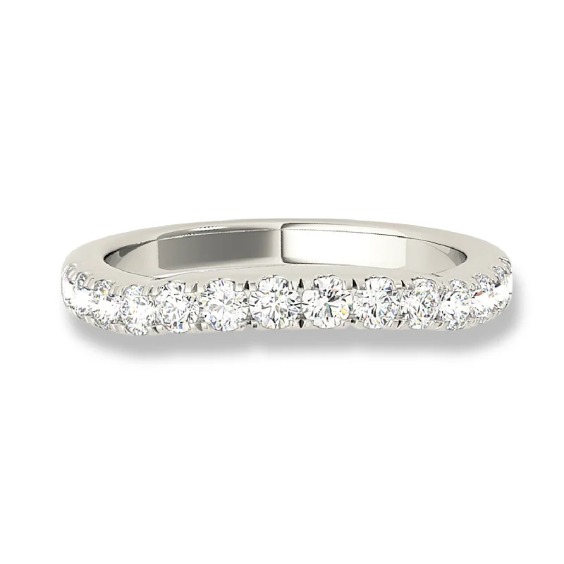 Cushion - Cut Women's Diamond Rings in Platinum with a Soft and Romantic AppearanceFrench Pave Set Diamond Curved Band