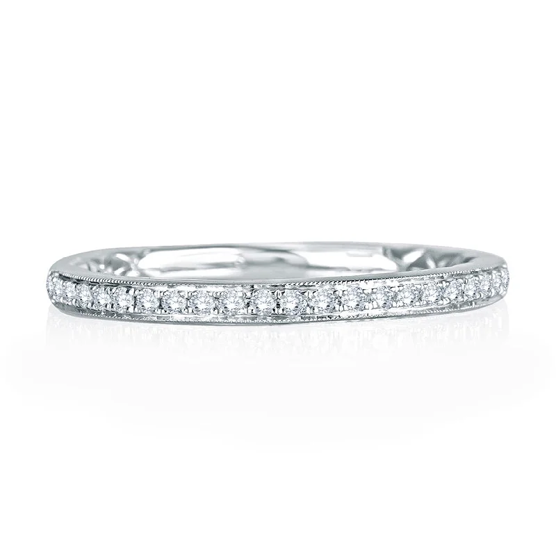 Magnetic Fashion Rings in Stainless Steel with a Modern, Interlocking DesignA.Jaffe Signature Delicate Milgrain Pavé Diamond Quilted Wedding Band MRS743Q/16