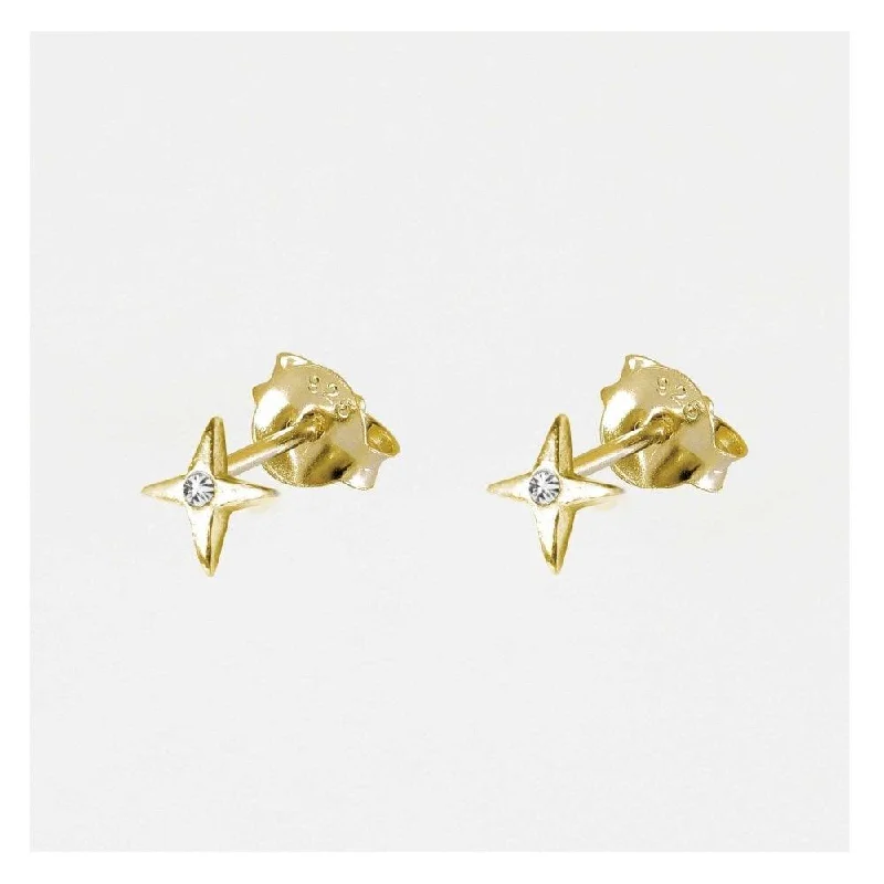 14K Gold Plated Heart - Shaped Stud Earrings for a Romantic and Feminine LookKingsley Ryan Gold Vermeil Silver 4 Point Gem Star Stud Earrings