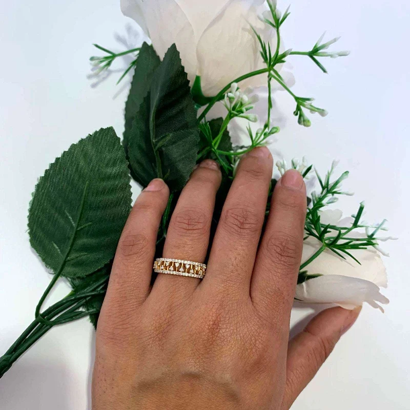 Signature - Design Women's Diamond Rings with a Brand - Specific Pattern and High - Quality Diamonds14K YG Band Diamond Ring-1pc