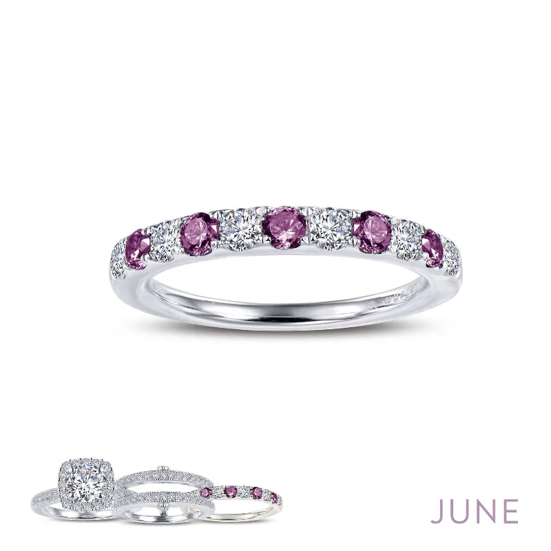 Minimalist Fashion Rings in Stainless Steel with a Single Solitaire CrystalLafonn Simulated Diamond & Alexandrite June Birthstone Stackable Ring BR004AXP