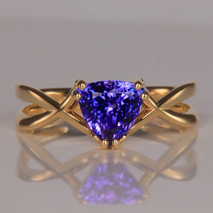 Men's Turquoise Engagement Rings in 925 Silver with a Southwestern - Inspired Band14K Yellow Gold Trilliant Cut Tanzanite Ring 1.94 Carats By Christopher Michael