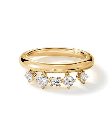 Statement - Making Fashion Rings in Gold - Plated Brass with Oversized Cubic Zirconia StonesHearts On Fire Round Barre Floating Diamond Ring in 18K Yellow Gold (.52ctw)