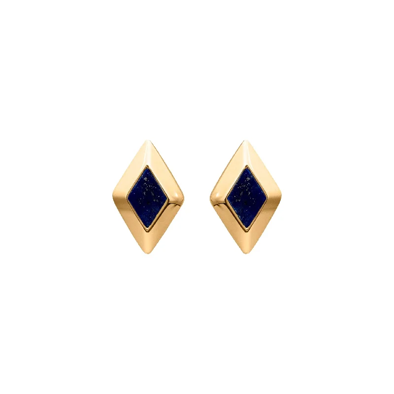 Leather - Inlaid Stud Earrings in Brown for a Rustic and Unique DesignUnique & Co Gold and Lapis Stud Earrings